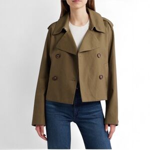 rag & bone Betty Cropped Trench Coat Army Green XL NWT